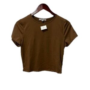 Gaze brown color short sleeve crop top size large